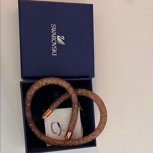 Swarovski Gold-Tone Brown Crystal Bracelet Set
